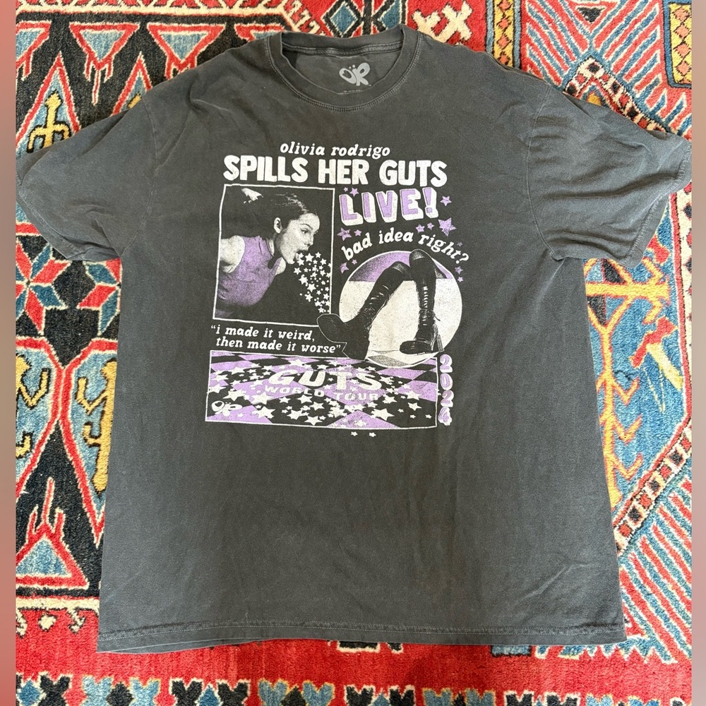 Gray  and Purple Short Sleeve Tee with Bold Graphic